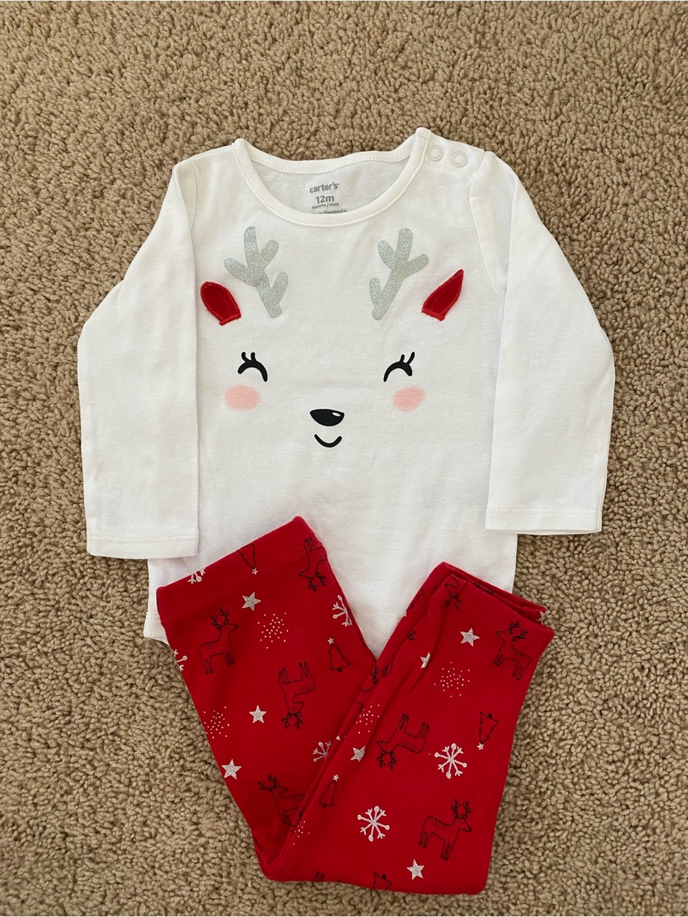 Carters Reindeer Bodysuit and Holiday Theme Leggings